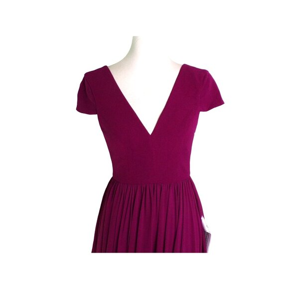 🆕DRESS THE POPULATION Corey Flare Chiffon Dress Magenta XX-Small (00-0) - Picture 6 of 12